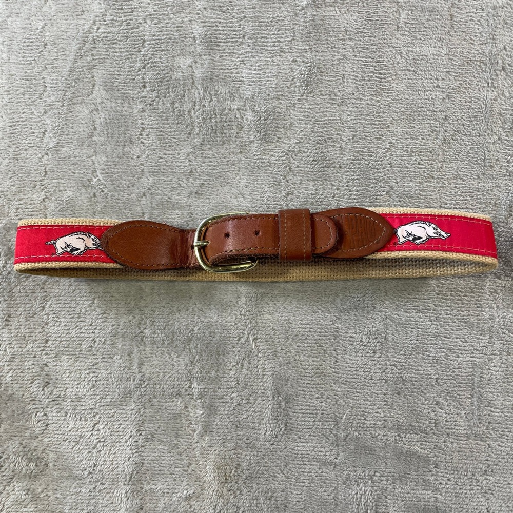 Arkansas Razorbacks Belt ZEP-PRO Kids 24 Red NCAA Football Leather Ribbon USA